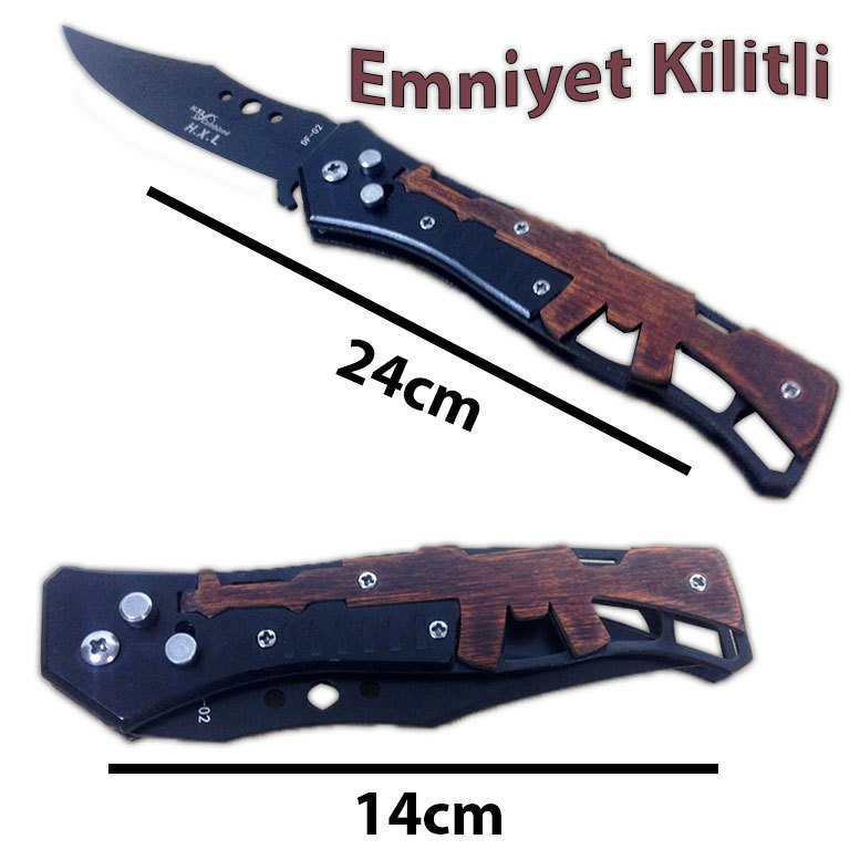 ak47 Desenli Çakı Av Bıçak Açıkken 24cm Uzunluğunda Emniyet Kilitli Şık Tasarım Çelik Bıçak