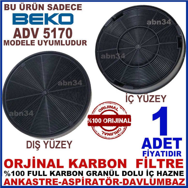 BEKO ANKASTRE DAVLUMBAZ FİLTRESİ BEKO ADV 5170 MODEL DAVLUMBAZ İÇİN GRANÜL KARBONLU FİLTRE