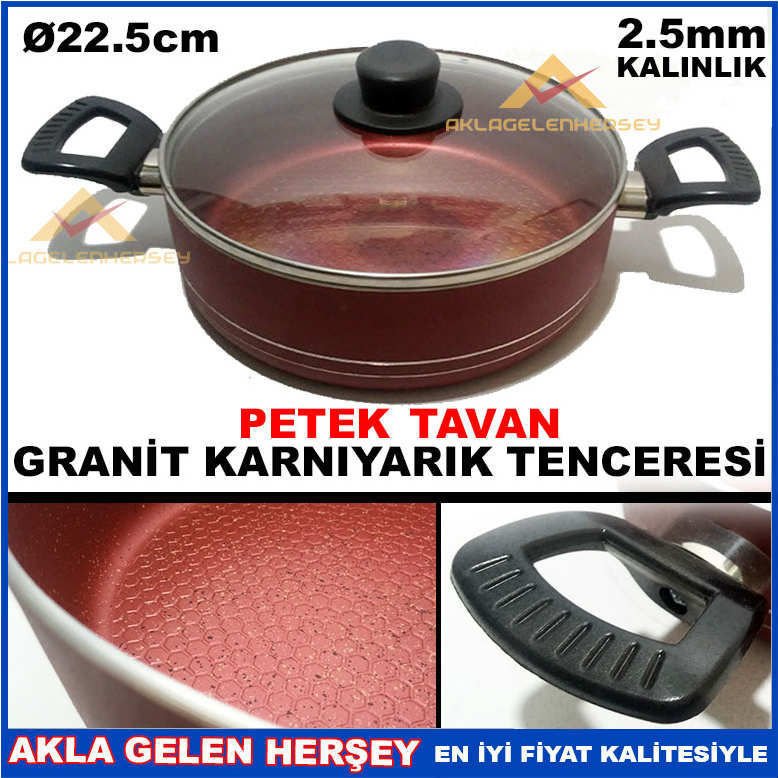 GRANİT İÇ YÜZEYLİ KIRMIZI KARNIYARIK TENCERESİ