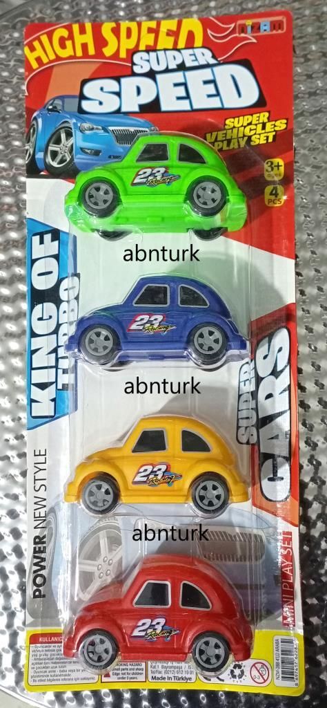 4 Adet Vosvos Araba Farklı Renklerde 7cm Mini Oyuncak Fonksiyonsuz Efsane Araba Plastik 4lü Oyuncak