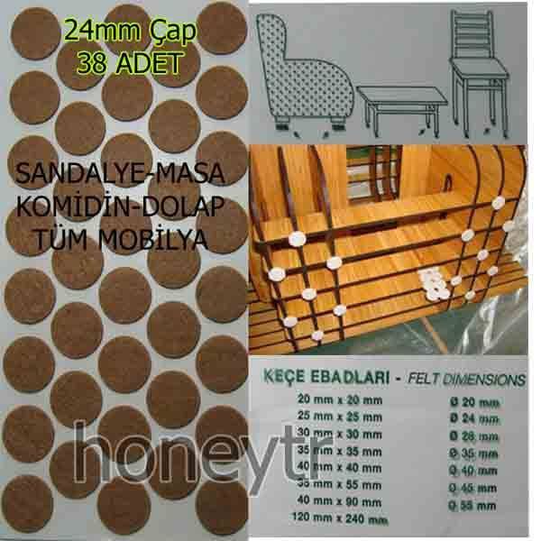 SANDALYE,MOBİLYA ZEMİN KORUYUCU KEÇE 24Ø -38ADET