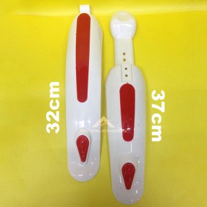 Ön ve Arka Bisiklet Çamurluğu 32cm Arka 37cm Ön Plastik Bisiklet Çamurluk Kırmızı Beyaz