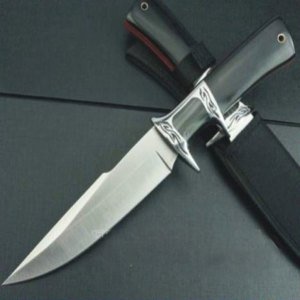 Desenli Av Bıçağı 28cm Kemer Takma Klipsli Rambo Bıçağı Şık Tasarım Kemik Saplı Çelik Kamp Bıçak