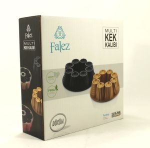 Renkli Granit Döküm 25x7 cm Multi Yuvarlak Kek Kalıbı Birbirinden Farklı Şekillerde Sağlıklı Pişirme