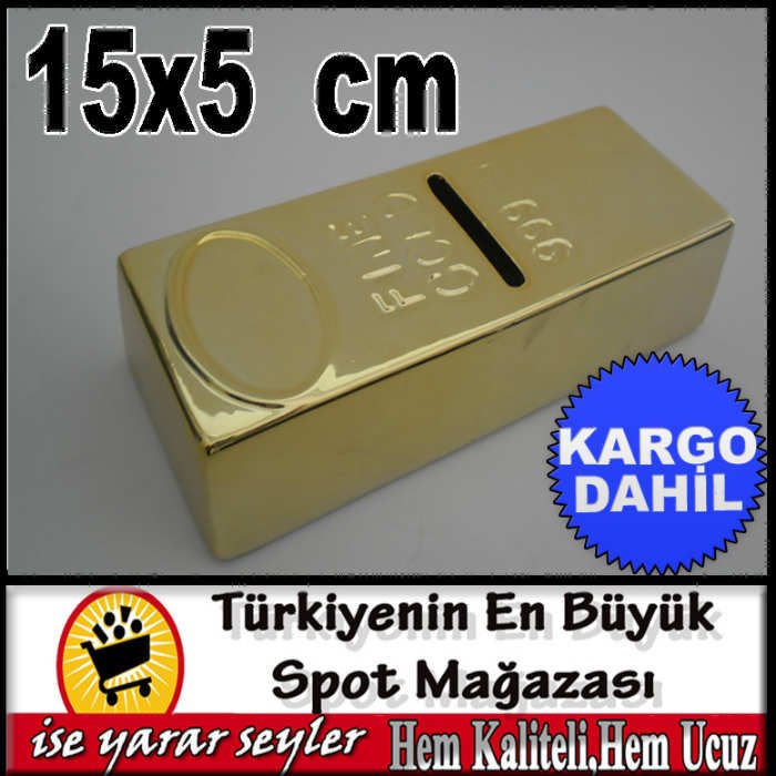 Gerçeğinden farksız Gold blok altın külçesi stili para kumbarası KÜLÇE ALTIN MODEL SERAMİK KUMBARA