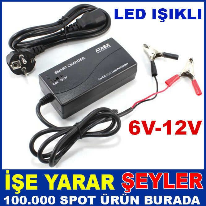 6V-12V KURŞUN ASİT AKÜLER İÇİN AKÜ ŞARJ CİHAZI