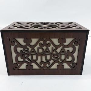 Büyük Boy Şeffaf Pencereli Ahşap Kilitli Sadaka Kutusu 22x13x14 Cm