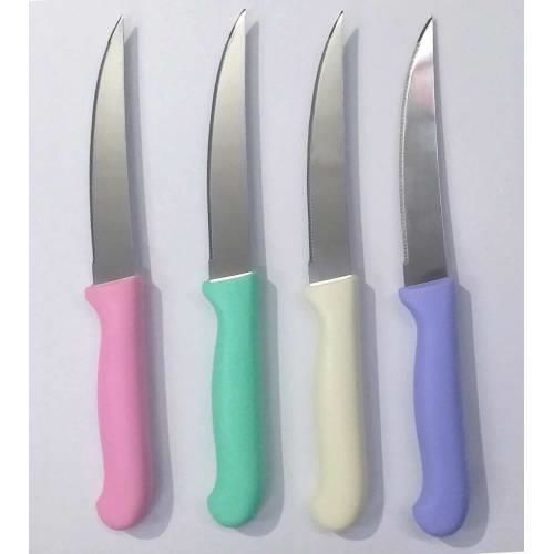 Türk Malı 4 adet Testere Ağızlı Çelik Bıçak Seti 24cm Lazer Bileme Biftek Bıçağı-Et Ekmek Bıçakları