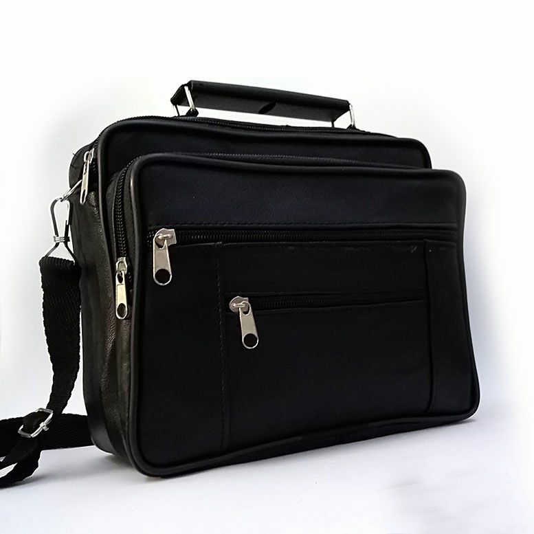 Hakiki Deri Omuz Askılı 5 Cepli Büyük Boy Erkek El Çantası 24x21