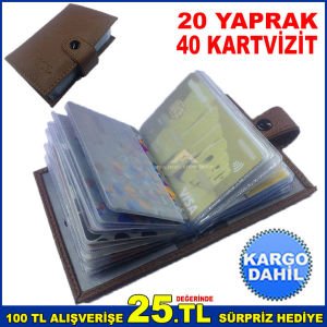 20yaprak 40kart KARTVİZİTLİ ÇITÇITLI GERÇEK DERİ KALİTESİNDE P.U İMAL CEP KREDİ KART CÜZDANI