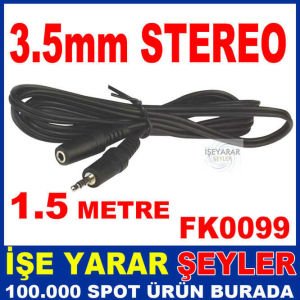 3.5 mm ERKEK - 3.5mm DİŞİ STEREO KABLO 1.5 METRE