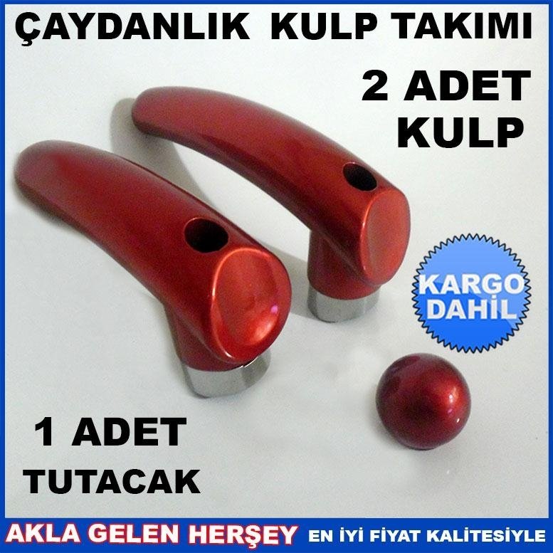 KIRMIZI RENKLİ ÇAYDANLIK KULP TAKIMI VE TUTACAĞI