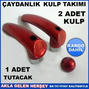 KIRMIZI RENKLİ ÇAYDANLIK KULP TAKIMI VE TUTACAĞI