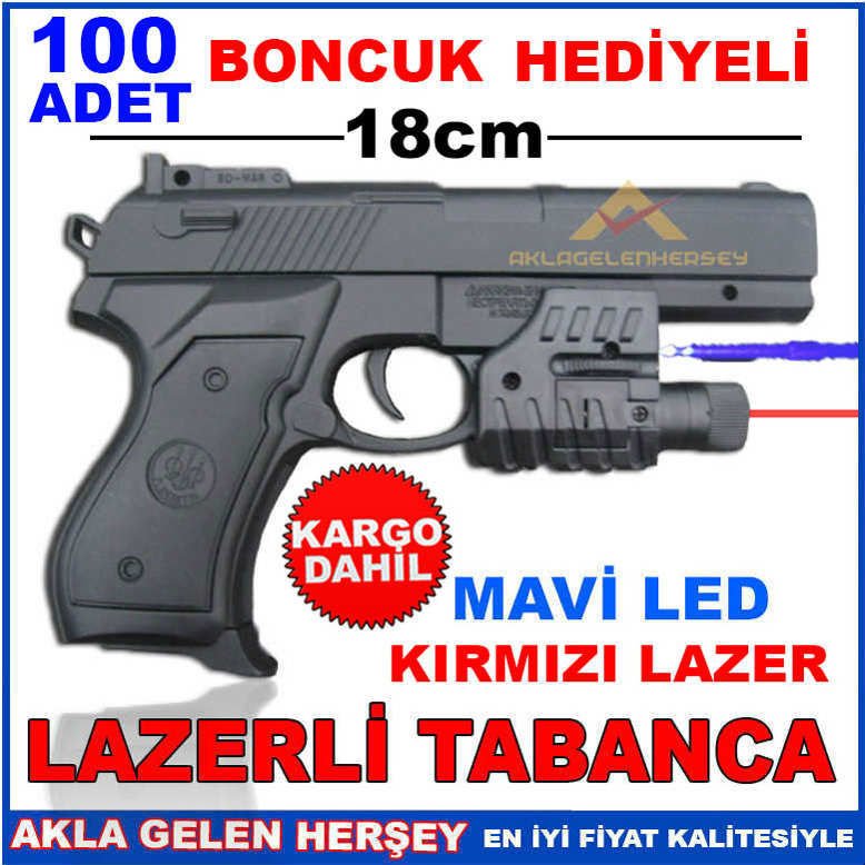 MAVİ LEDLİ BONCUK ATAN ŞARJÖRLÜ LAZER TABANCA KD
