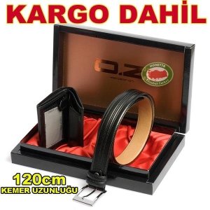 OZ BLCK ÖZEL KUTULU ERKEK KEMERİ ve CÜZDAN SETİ