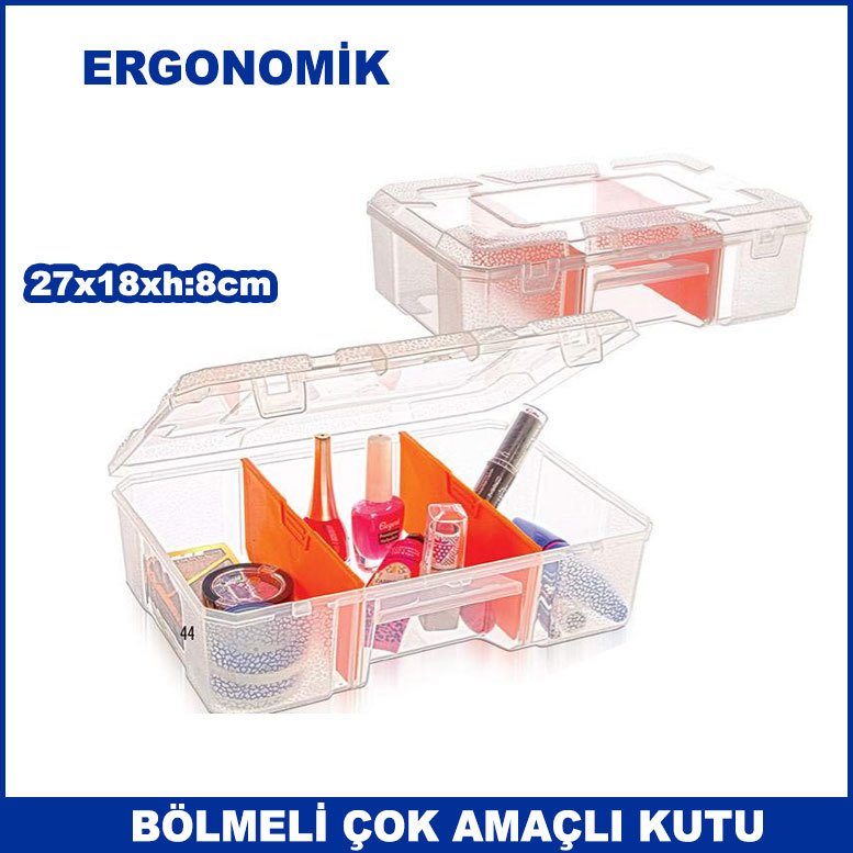 Ergonomik Tasarıma Sahip Ayarlanabilir Bölmeli Çok Amaçlı Kutu 27x18xh:8