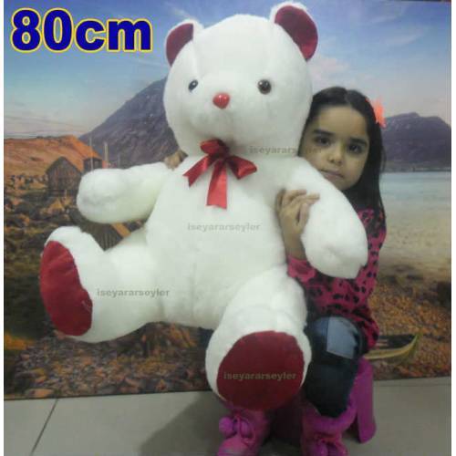 Beyaz Renk Peluş Ayı Büyük Boy Peluş Ayıcık En Güzel Hediye Peluş Ayı Tam Boy80cm,Oturur Boy60cm