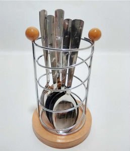 AHŞAP TABANLI PASLANMAZ ÇELİK SET ÜSTÜ KAŞIKLIK