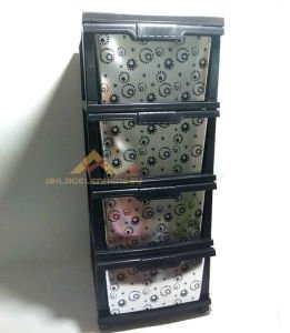 BÜYÜK BOY 4 ÇEKMECELİ TEKERLEKLİ DESENLİ KOMİDİN