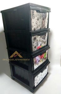 BÜYÜK BOY 4 ÇEKMECELİ TEKERLEKLİ DESENLİ KOMİDİN