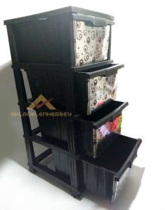 BÜYÜK BOY 4 ÇEKMECELİ TEKERLEKLİ DESENLİ KOMİDİN