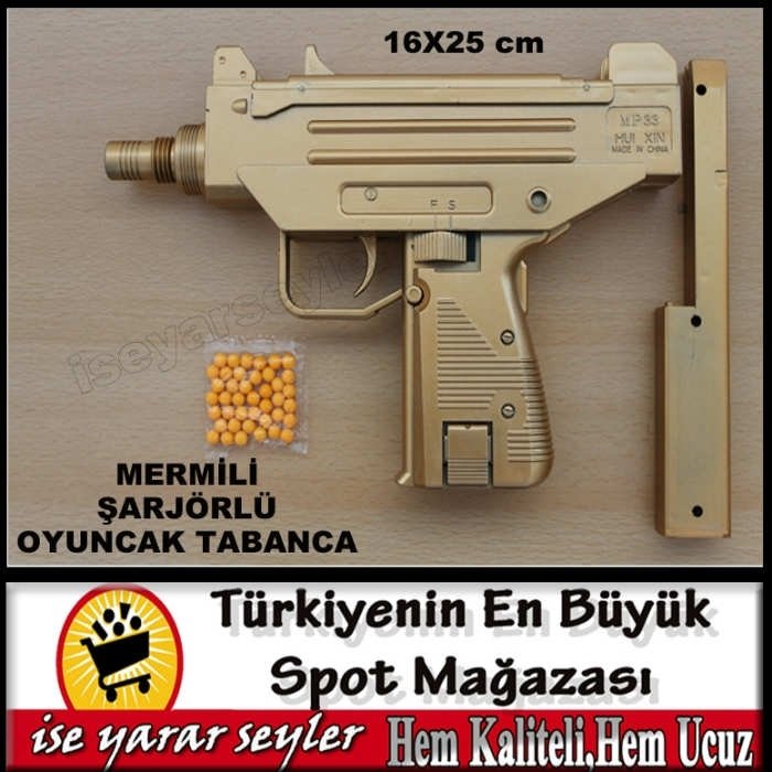 ŞARJÖRLÜ MERMİLİ PLASTİK OYUNCAK TABANCA UZİ MDL