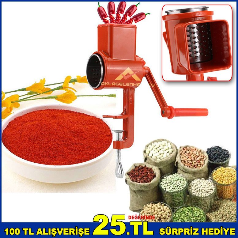 Metal Gövdeli Buğday Hububatları İçin Pürüzsüz Manuel Krank Ceviz,Fındık,Biber,Mısır Değirmeni