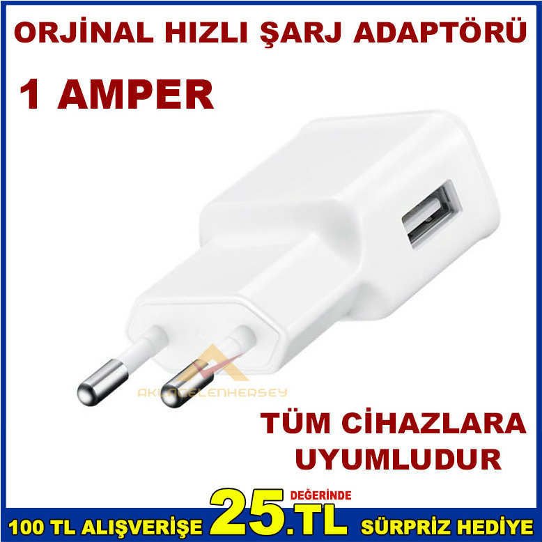 EV ve İŞYERİ İÇİN 1 AMPER USB HIZLI ŞARJ KAFASI