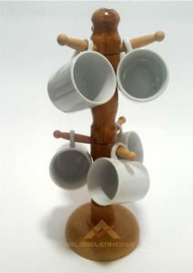 AHŞAP GÖVDELİ 6 KANCALI KUPA ve FİNCAN ASKISI