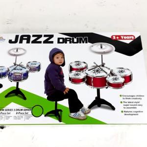 Oyuncak Bateri Batery  Seti 3 Davul Çan 2 sopa Tabure Seti eğitici oyuncak