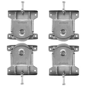 4 Adet Takım PKM 80 Standart Sürgü Kapak Mekanizması Burçlu Ray Kapak Teker Sistemi Gardrop Sürgüsu