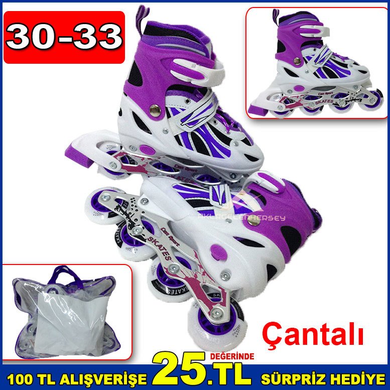 Tekerlekleri Ayarlanabilir Paten Seti S Beden 30-33 Numara Yeni Başlayanlar İçin Kaliteli Paten