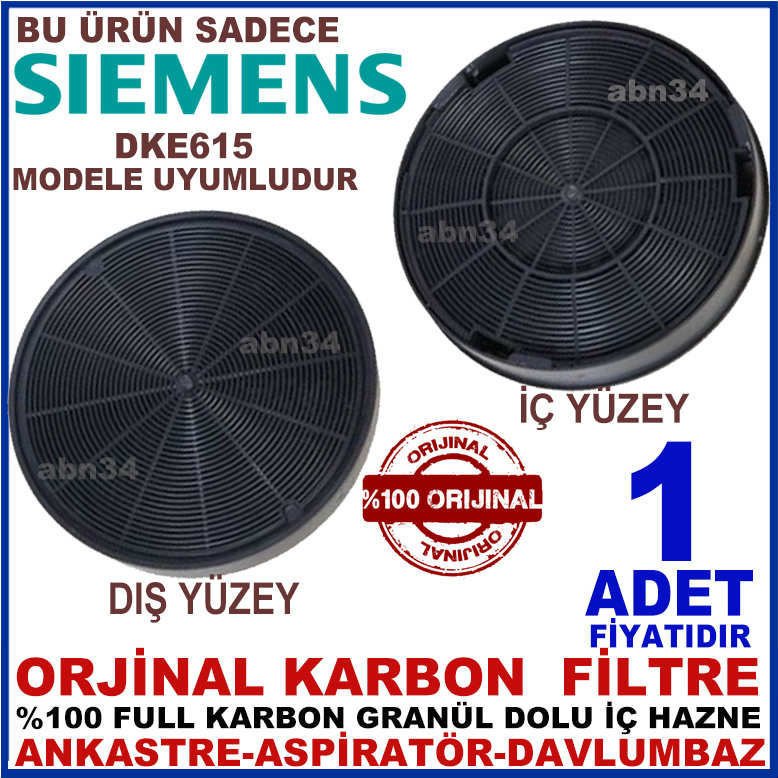 SİEMENS ANKASTRE DAVLUMBAZ FİLTRESİ DKE615 MODEL DAVLUMBAZ İÇİN GRANÜL KARBONLU FİLTRE