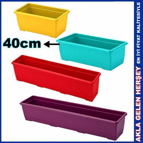 1.KALİTE PLASTİKTEN ÜRETİM 40cm DİKDÖRTGEN RENKLİ PLASTİK BALKON SAKSISI RENGARENK ÇİÇEK SAKSILARI