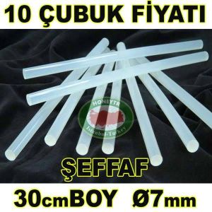 10 ADET 30cm SICAK SİLİKON ÇUBUĞU İNCEØ7mm