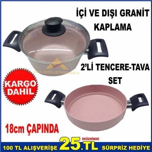 18cm ÇAPINDA DÖKÜM ALÜMİNYUM İÇİ VE DIŞI GRANİT KAPLAMA CAM KAPAK