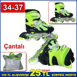 Tekerlekleri Ayarlanabilir Paten Seti M Beden 34-37 Numara Yeni Başlayanlar İçin Kaliteli Paten