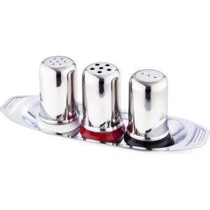 Paslanmaz Büyük Boy Krom Altlıklı Kaliteli Çelikten Üretilmiş Tuzluk Takımı Biberlik Takımı