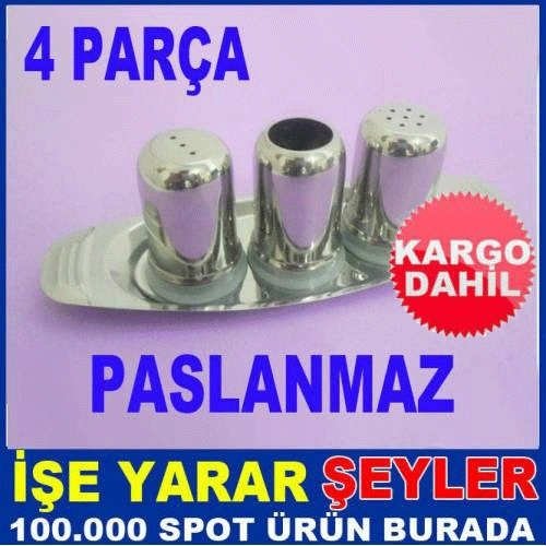 PASLANMAZ ÇELİK GONDOL TUZLUK BİBERLİK KÜRDANLIK