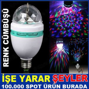 RGB MULTİ LED RENK CÜMBÜŞÜ DÖNER LED AMPÜL