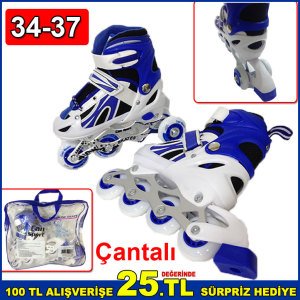 Tekerlekleri Ayarlanabilir Paten Seti M Beden 34-37 Numara Yeni Başlayanlar İçin Kaliteli Paten