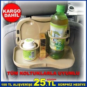 OTO KOLTUK BAŞLIĞINA TAKILAN 2 BARDAK TUTABİLEN KATLANABİLİR TEPS