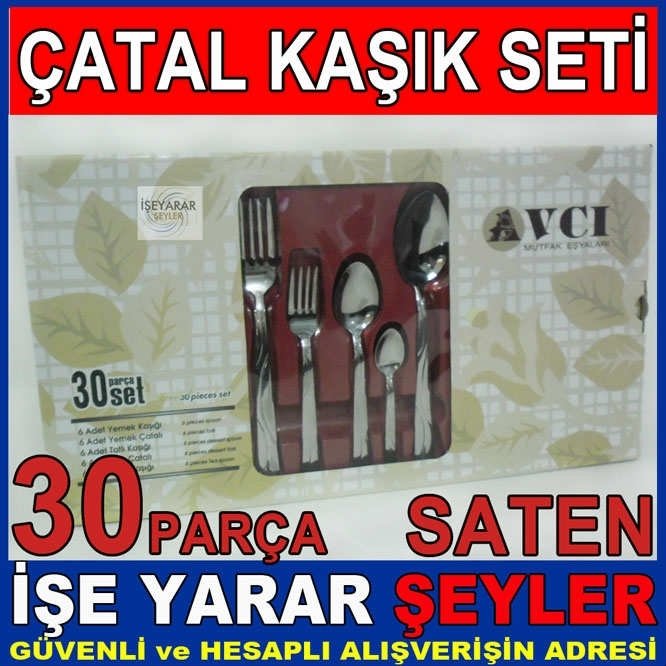 30 PARÇA PASLANMAZ ÇELİK ÇATAL KAŞIK SETİ SATEN