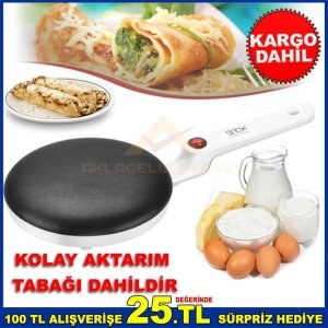 Çok Fonksiyonlu Elektrikli Krep Tava Pratik Gözleme Tavası 20 cm Geniş Teflon Pişirme Yüzey