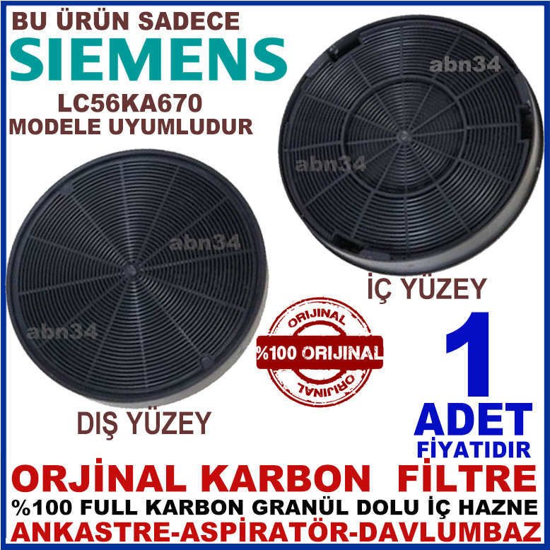 SİEMENS ANKASTRE DAVLUMBAZ FİLTRESİ LC56KA670 MODEL DAVLUMBAZ İÇİN GRANÜL KARBONLU FİLTRE