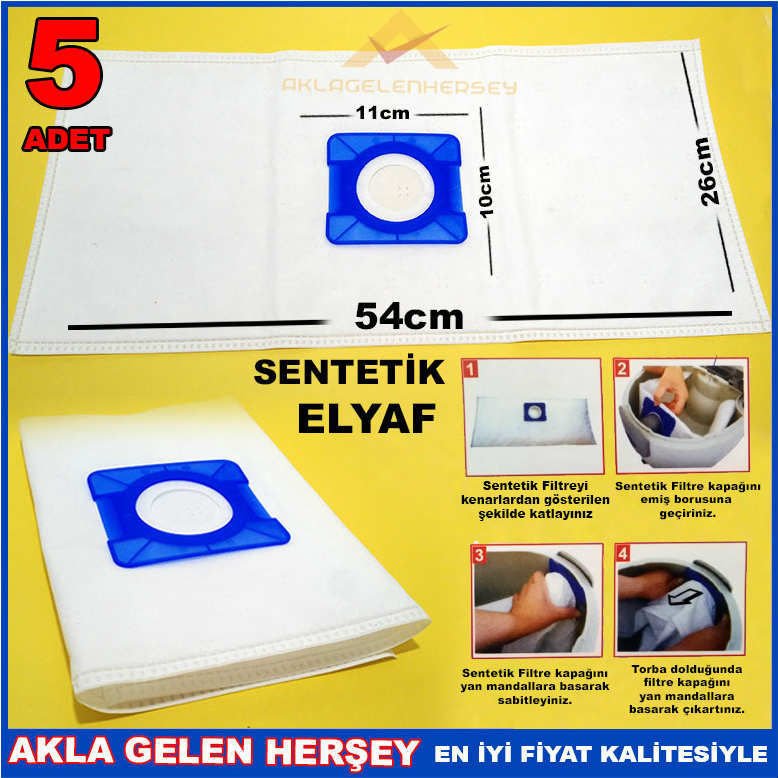 5 ADET ARÇELİK S6990P SENTETİK ELYAF TOZ TORBASI