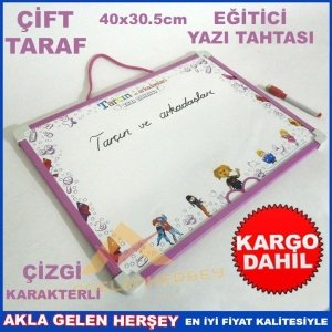 ÇİZGİ KAREKTERLİ EĞİTİCİ ÇİFT TARAF YAZI TAHTASI