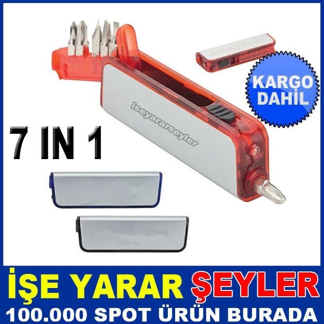 FENER ve 6 BİT UÇLU TORNAVİDA SETİ 7 IN 1 KD