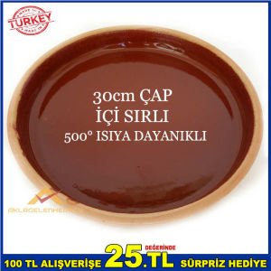 YUVARLAK FIRIN GÜVEÇ KABI 30cm BÜYÜK BOY YUVARLAK TOPRAK GÜVEÇ FIRIN TEPSİSİ-1