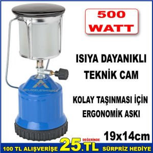 500 WATT AYDINLATMA GÜCÜ YANMAZ EMAYE KAPAK,KROM-NİKEL KAPLI GÖVDELİ ERGONOMİK ASKILI KAMP LAMBASI-1